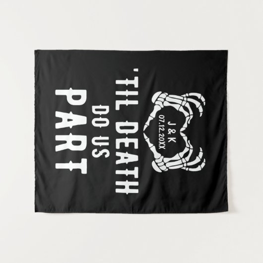 Til Death Do ons Part Backdrop Wedparty Custom Wandkleed (Voorkant (horizontaal))