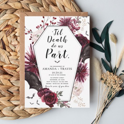 Til Death Do ons Part Engagement Party Coffin Kaart