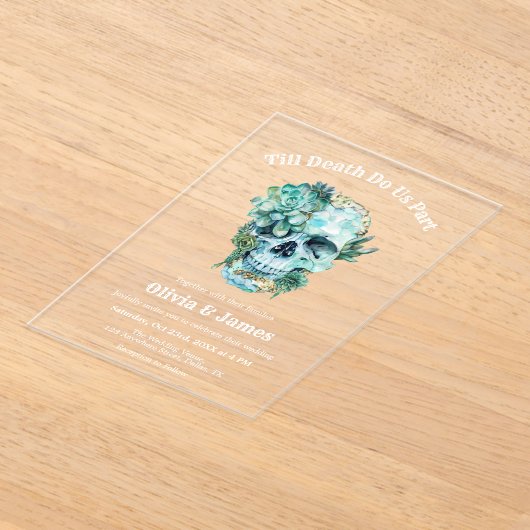 Til Death Do ons Part Gothic Halloween Wedding Acryl Uitnodigingen (Laagn)