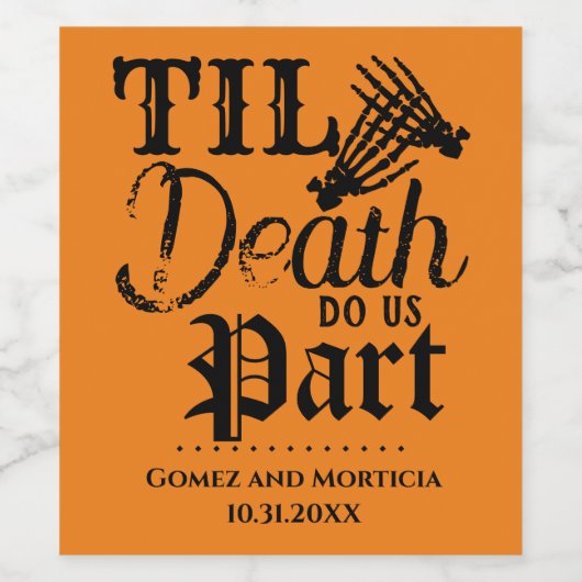 Til Death Do ons Part Halloween Wedding Jubileum Wijn Etiket (Enkel label)