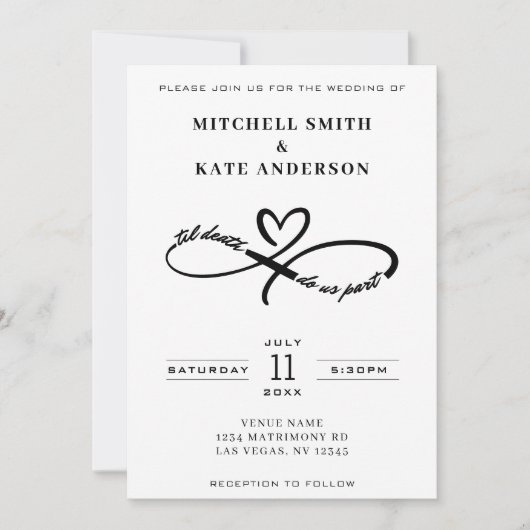 Til Death Do ons Part Infinity Symbool Bruiloft Kaart (Voorkant)