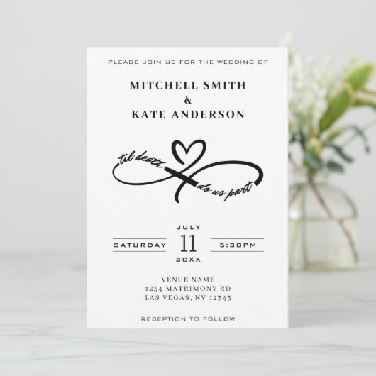 Til Death Do ons Part Infinity Symbool Bruiloft Kaart (Staand voorkant)