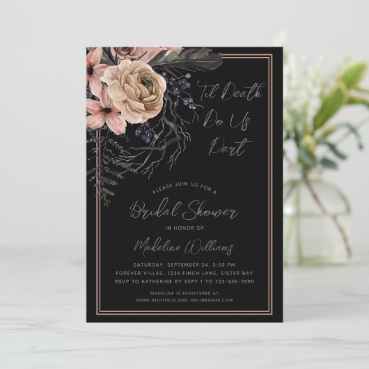 Til Death Do us Part Bridal Shower Uitnodiging (Staand voorkant)