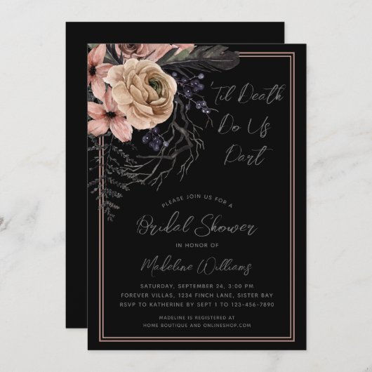 Til Death Do us Part Bridal Shower Uitnodiging (Voorkant / Achterkant)
