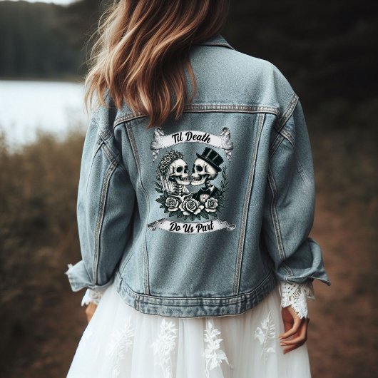 Til Death Do Us Part: Bruid & bruidegom skelet Denim Jacket