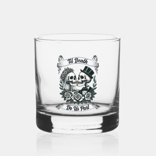 Til Death Do Us Part: Bruid & bruidegom skelet Whisky Glas (Achterkant)