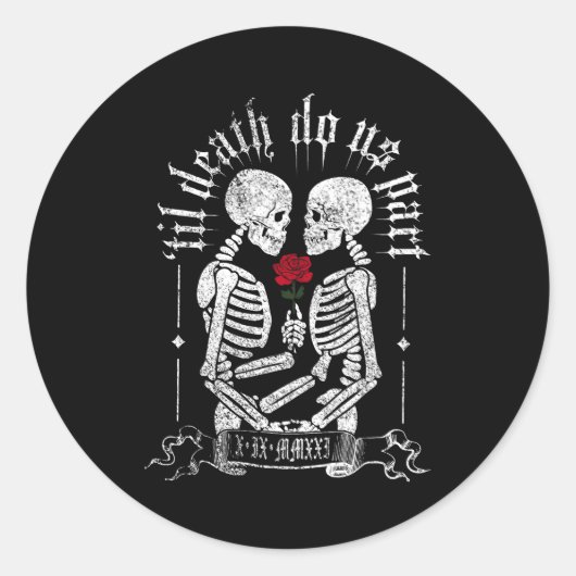 Til Death Do Us Part Couple Skeleton Halloween Men Ronde Sticker (Voorkant)