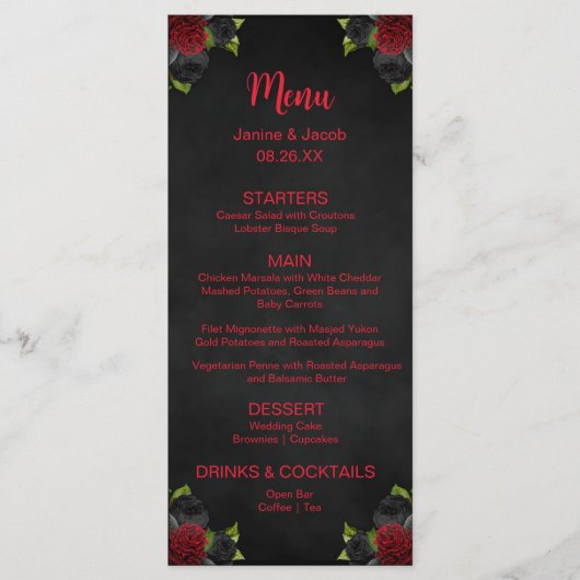 Til Death Do Us Part Dark Goth Moody Menu Mariage (Devant)