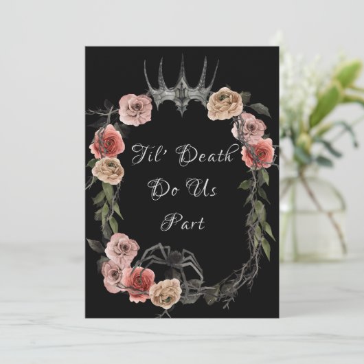 Til Death Do us Part Elegant Roos Halloween Gothic Kaart (Staand voorkant)