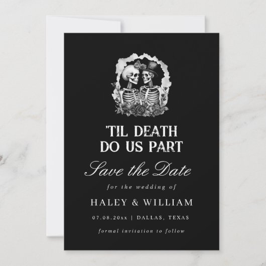 Til Death Do us Part Funeral Gothic Save The Date Kaart (Voorkant)