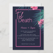 Til Death Do us Part Neon Pink Tropische bruiloft Kaart (Voorkant)