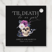 'Til Death Do US Part Paars & Black Wedding Invdin Bedankjes Labels (Achterkant)