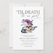 'Til Death Do US Part Paars & Black Wedding Invdin Kaart (Voorkant)