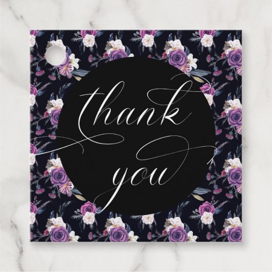 'Til Death Do us Part Paarse & Zwart Dank je wel Bedankjes Labels (Voorkant)