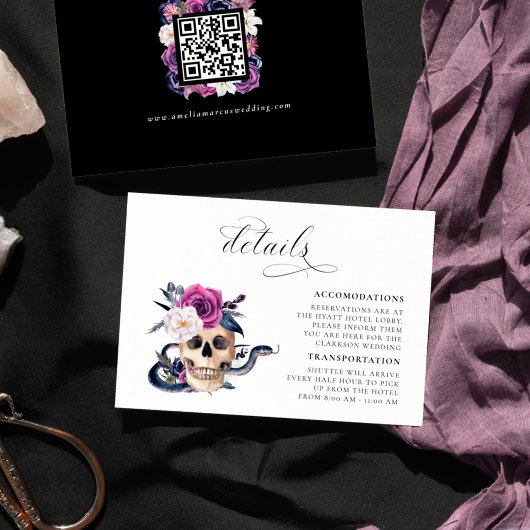 'Til Death Do us Part Paarse & Zwart Details Informatiekaartje