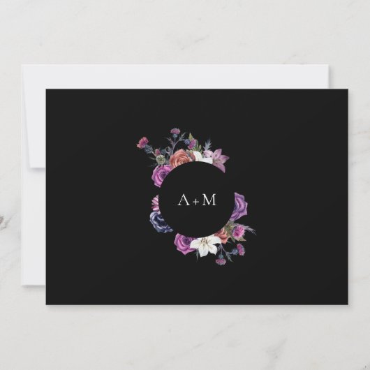 'Til Death Do us Part Paarse & Zwart RSVP Kaart (Achterkant)