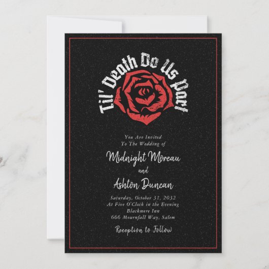 Til Death Do us Part Roos Zwart Bruiloft Kaart (Voorkant)