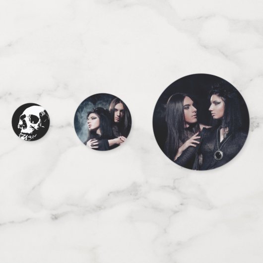 Til Death Do Us Part Schedel Foto's Gothic bruilof Confetti (Achterkanten)