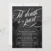 Til Death Do US Part Skeleton Elegant Gothic Wedde Kaart (Voorkant)