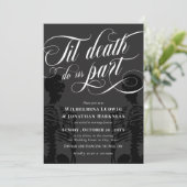 Til Death Do US Part Skeleton Elegant Gothic Wedde Kaart (Staand voorkant)