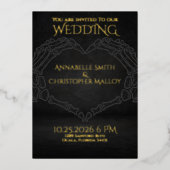 Til Death Do Us Part Skeleton Heart Hands Wedding Folie Uitnodiging (Voorkant)