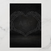 Til Death Do Us Part Skeleton Heart Hands Wedding Folie Uitnodiging (Achterkant)