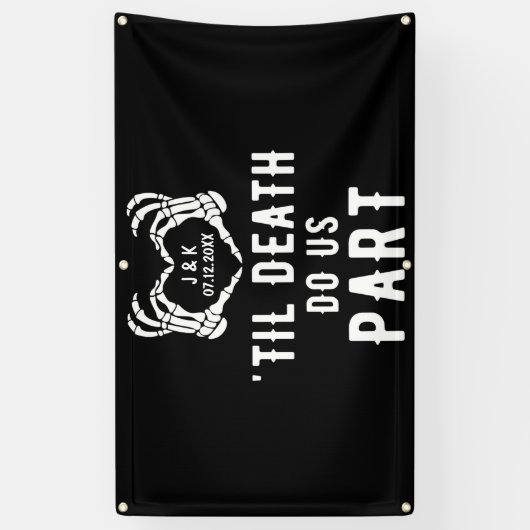 Til Death Do US Part Skeleton Wedding Personalized Spandoek (Verticaal)