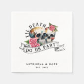 Til Death Do us Part Skulls & Rozen White Wedding Servet (Voorkant)