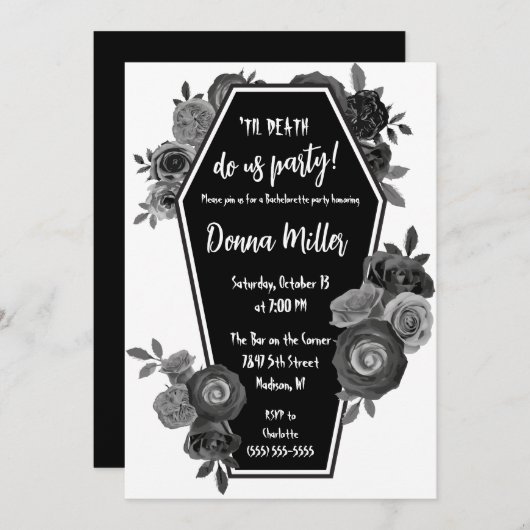 Til Death Do us Party, Bloemen vrijgezellenfeest Kaart (Voorkant / Achterkant)