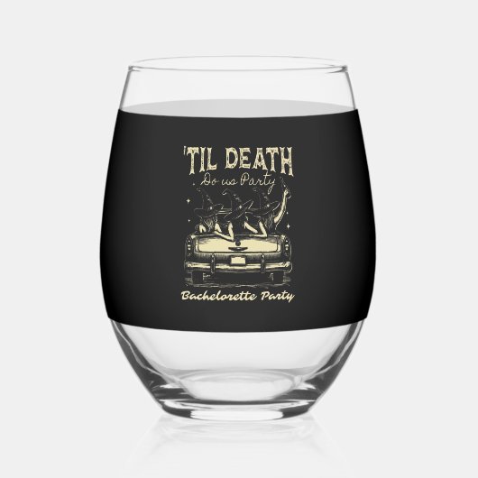 Til Death Do Us Party Halloween D Yellow Wijnglas Zonder Voet (Voorkant)