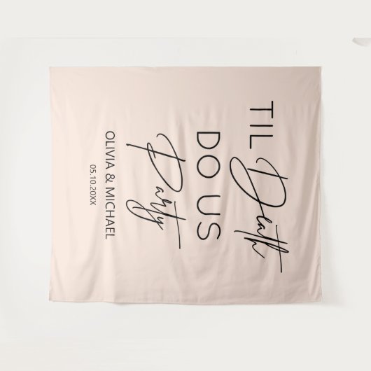 Til death do us party wedding blush backdrop wandkleed (Voorkant (horizontaal))