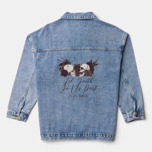 Til Death Gothic Floral Wedding Denim Jacket (Achterkant)