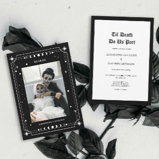 Til Death Gothic Foto Halloween Bruiloft Kaart