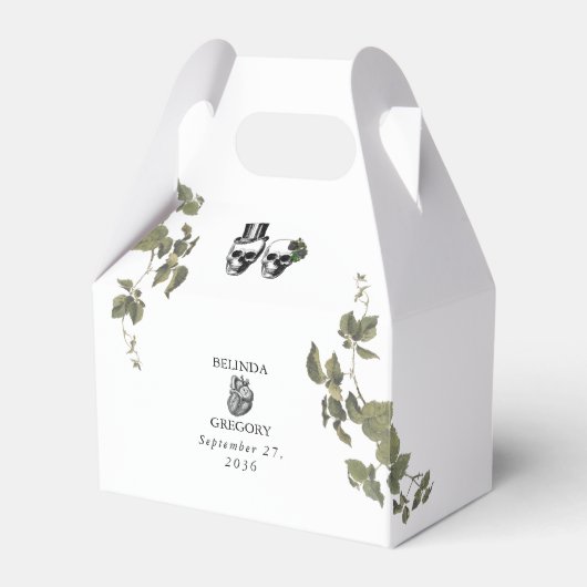 Til Death Gothic Heart Floral Skulls Bruiloft Bedankdoosjes (Voorkant Zijde)