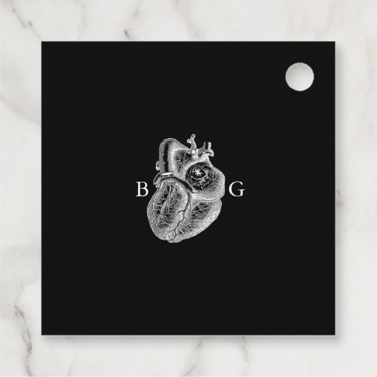 Til Death Gothic Heart Floral Skulls Bruiloft Bedankjes Labels (Achterkant)