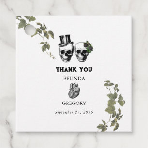 Til Death Gothic Heart Floral Skulls Bruiloft Bedankjes Labels