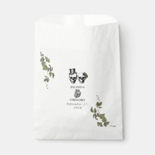 Til Death Gothic Heart Floral Skulls Bruiloft Bedankzakje