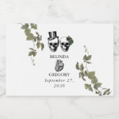 Til Death Gothic Heart Floral Skulls Bruiloft Likeurfles Etiket (Enkel label)