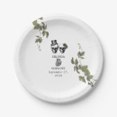 Til Death Gothic Heart Floral Skulls Bruiloft Papieren Bordje (Voorkant)