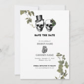 Til Death Gothic Heart Floral Skulls Bruiloft Save The Date (Voorkant)