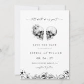 Til Death Gothic Skull Floral Photo Wedding Save The Date (Voorkant)