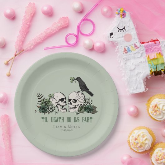 Til Death Gothic St Patricks Day Bloemenschedel Papieren Bordje (Feest)