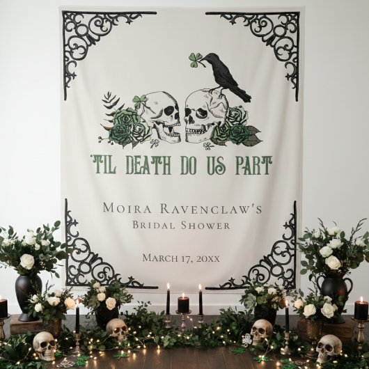 Til Death Green De heer en mevrouw Skulls Groene R Wandkleed