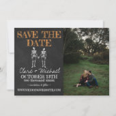 Til Death Halloween Skeleton Sinaasappel Save the Date (Voorkant)