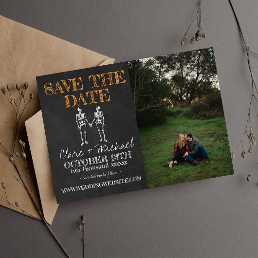Til Death Halloween Skeleton Sinaasappel Save the Date