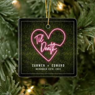 Til Death Neon First Kerstman Gehuwd Keramisch Ornament