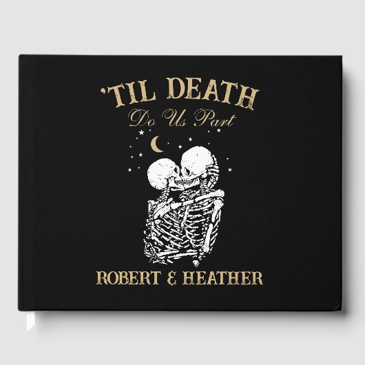 Til Death Skelet Gothic Romantisch Donker Cool Bru Gastenboek (Voorkant)