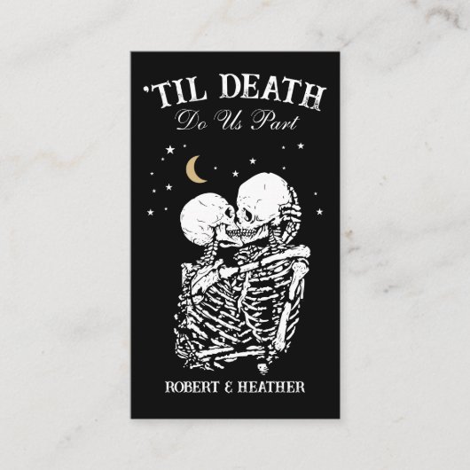 Til Death Skelet Gothic Wedding Registry QR-code Informatiekaartje (Voorkant)