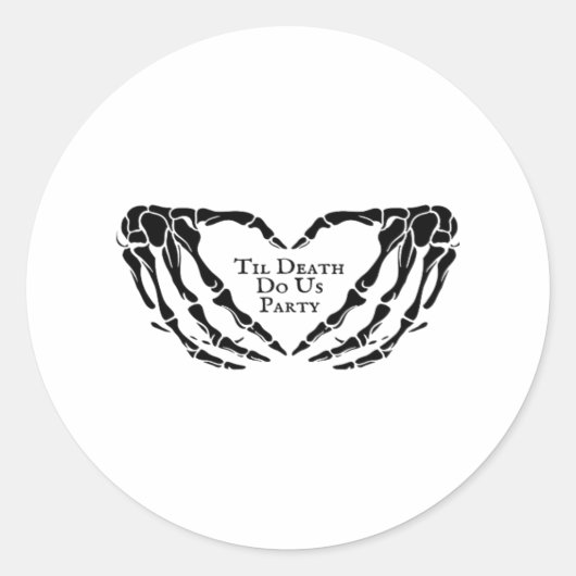 Til Death - Skelet Hart Handen Ronde Sticker (Voorkant)