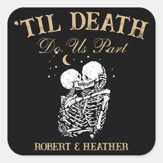 Til Death Skelet Liefhebbers Tarot Kaart Gothic Br Vierkante Sticker (Voorkant)